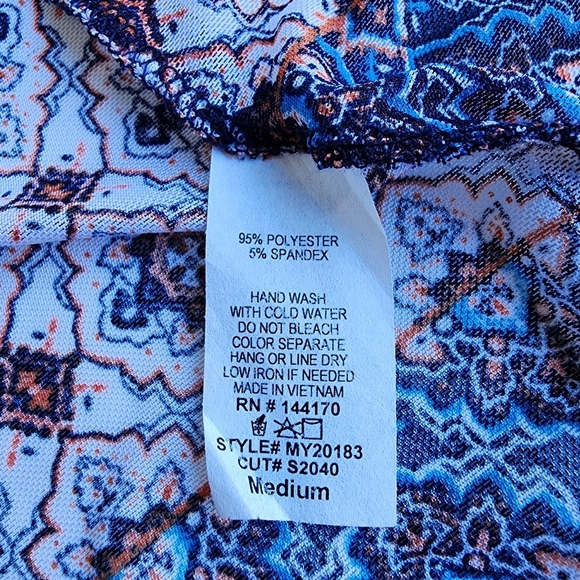 Exclusive One Geo Print Boho Kimono Duster Top Stretch Mesh Lightweight Sz M - Picture 10 of 13